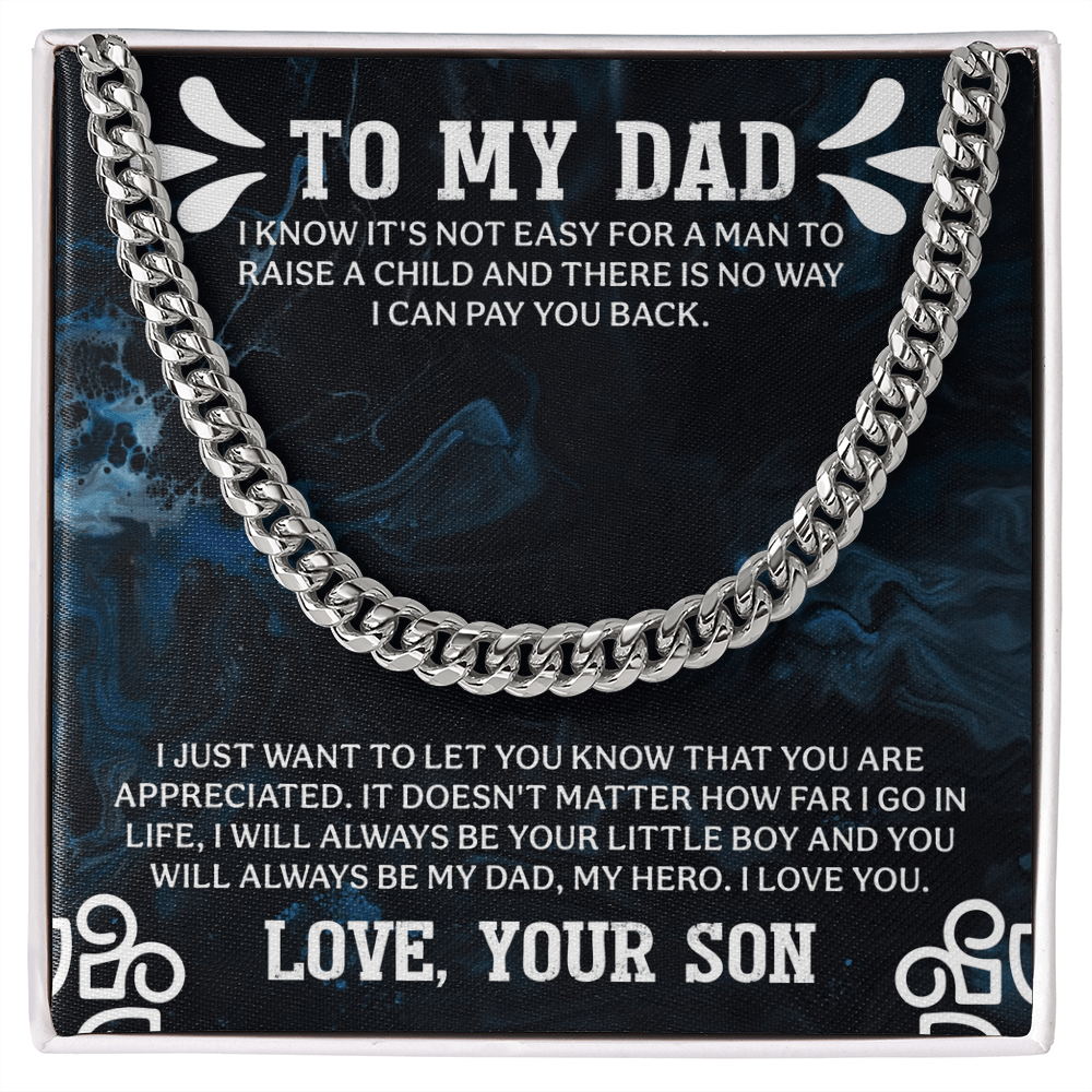To My Dad Cuban Link Chain, To My Dad Gift, Dad Gifts from Daughter, Dad Gifts, Thank You Dad Gift, Father Necklace, Father's Day Gifts for Dad from Daughter - Son, Gift From Son, Papa Gift, Father's Day Jewelry - Beauty Belliss